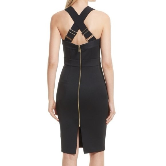 Ted Baker London Floral Crossback Strap Bodycon Midi DressSize 0 - Picture 2 of 12